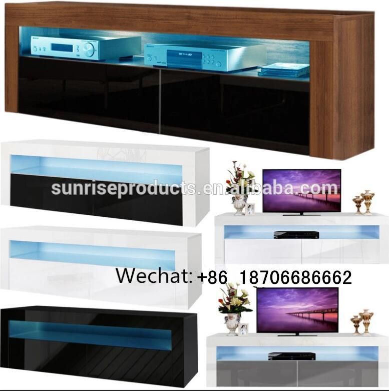 High Glossy Home Usage White LED RGB Light Modern TV Cabinet