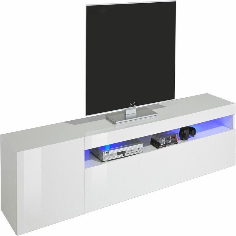 Chinese Factory Chinese Design Cuboid White Wood TV Stand with Lights