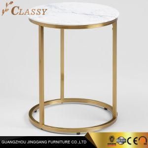 Hot Sale Simple Leisure Furniture Round Marble Top Stainless Steel Side Table