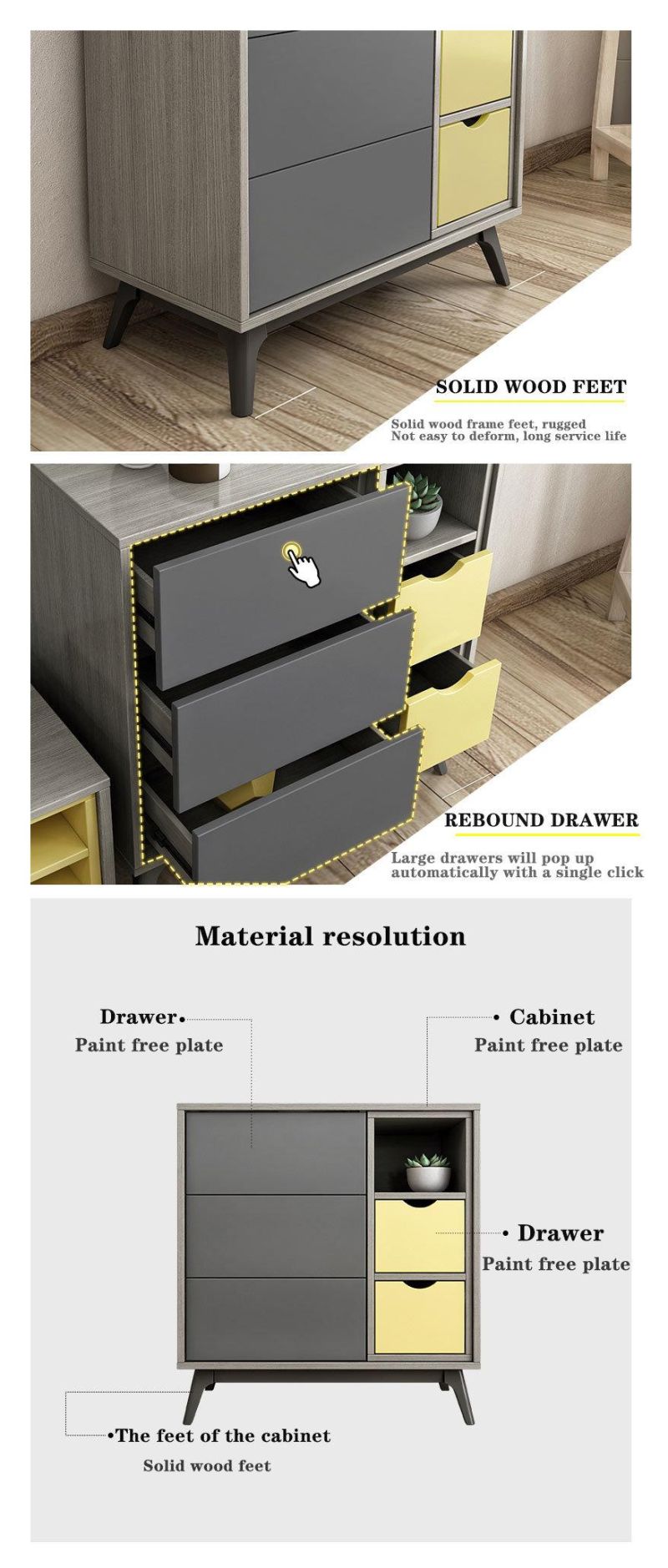 Classic Wood Chest of Drawer Living Room Drawer Cabinet Bedroom Furniture