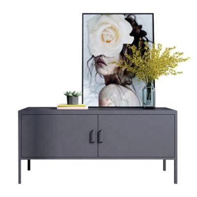 60&quot; Rustic Large TV Stand with Swing Black Doors