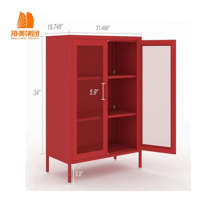 Laboratory, Garage Glass Door Storage Locker, 3-Layers Structure, Convenient Storage