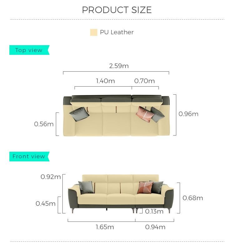 Hot Sale with Armrest Low Back Italian Set Modern Leather Sofa S100
