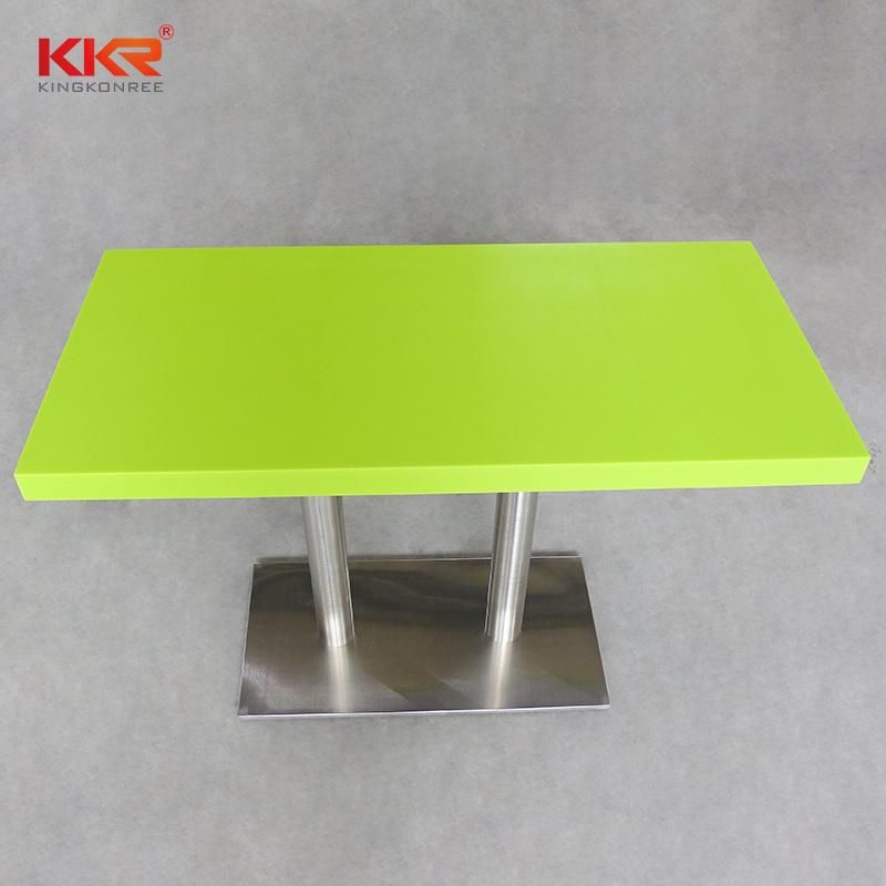 Fancy Warm Green 4 People Rectangle Solid Surface Restaurant Table