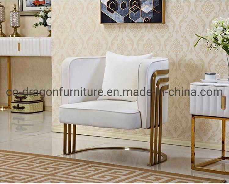 Luxury Home Furniture Gold Stainless Steel Fabric Leisure Chair Set