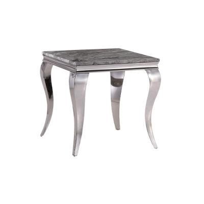 New Arrive Living Room Stainless Steel Furniture Coffee Table and Side Table with Marble Glass Top