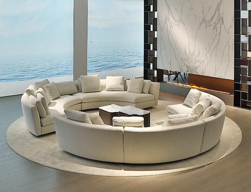 Modern Living Room Furniture Moon Shape Fabric Sofa Modular Sofa Unit