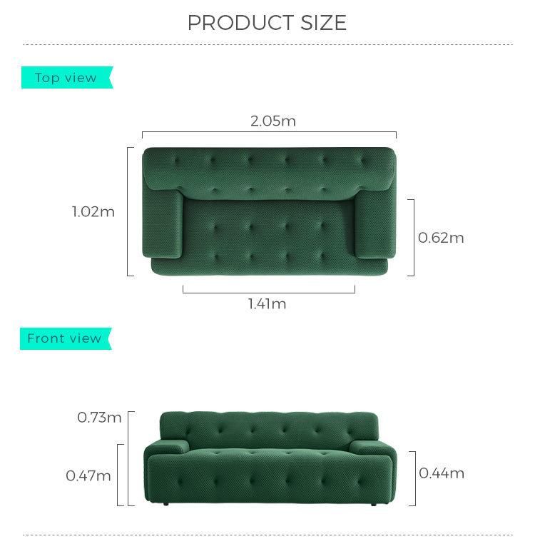 Linsy Modern Style Big Green Gray Button Fabric Living Room Sofa Tbs005