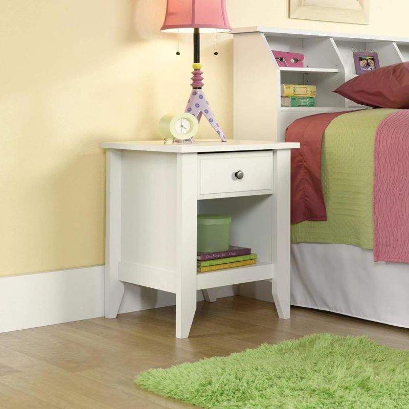 White Finish Small Side Tables with 1 Drawer