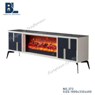 Indoor Wooden Simple Designs TV Stand with Linear Fireplace Insert for Living Room Furniture