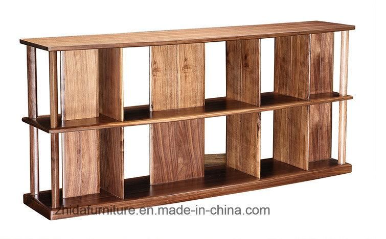 Living Room Solid Wood Walnut Color Bookshelf