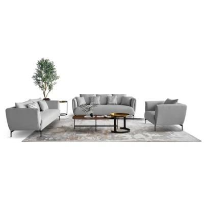 Zhida New Model Home Furniture Factory Modern Villa Living Room Medium Back Fabric 1 2 3 Sectional Sofa for Hotel Project