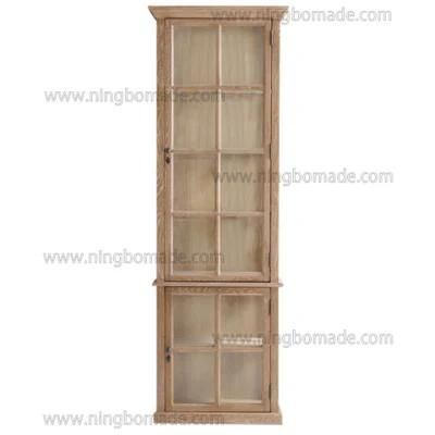 Latest Design Superior Quality Furniture Antique Corner Colletion Solid Oak Wood Nature Oil Glass Doors Cupboard Hutch Cabinet