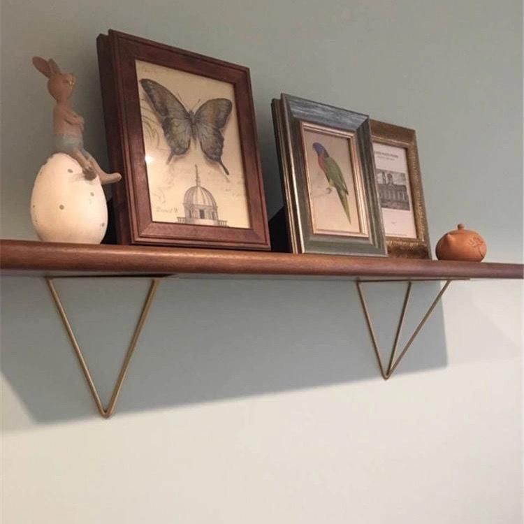 Leather Hanging Oak Solid Wood Wall Mount Floating Shelf Rack