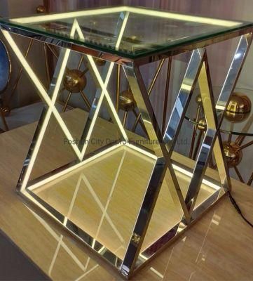 2020 New Design Modern Metal End Table with LED Light for Home and Hotel Use