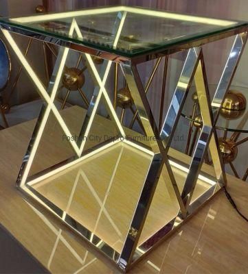 2020 New Design Modern Metal End Table with LED Light for Home and Hotel Use