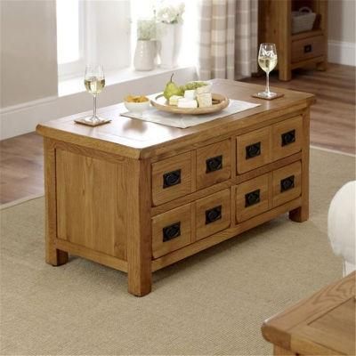 Rustic Oak 4 Drawer Storage Coffee Table