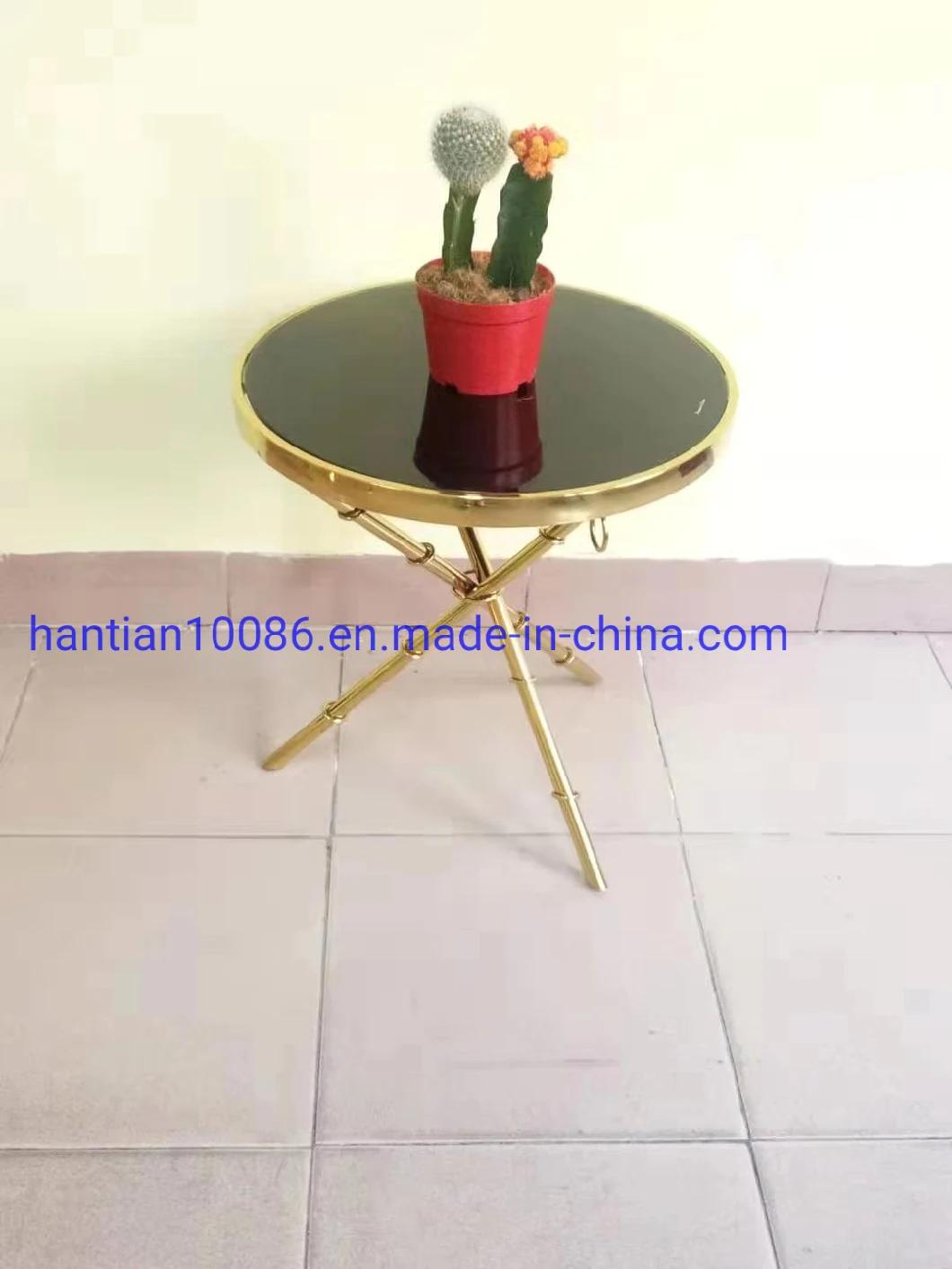 Hotel Furniture Tables Gold Stainless Steel Dining Table Marble Top Coffee Table