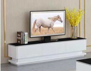 MDF Stainless Steel Living Room TV Stand Hall Cabinet Tempered Glass Modern Home Furniture