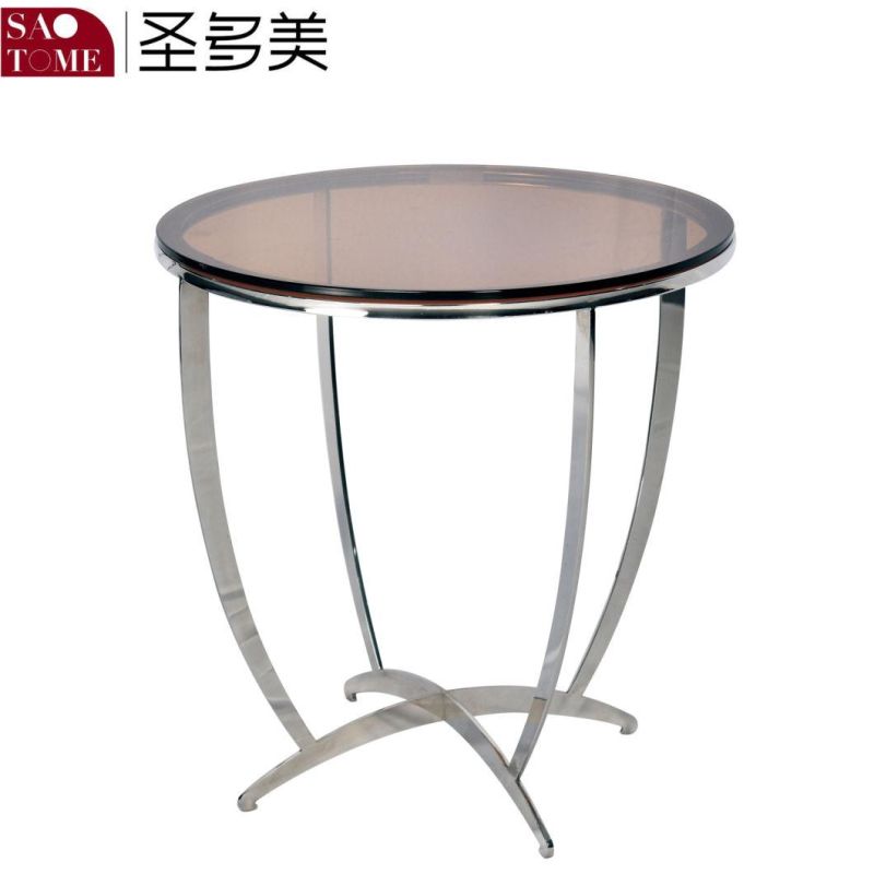 Modern Hot Selling Living Room Furniture Stainless Steel Glass Round End Table