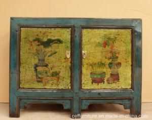 Hand Painted Art Home Decoration Solid Wood Furniture Cabinet