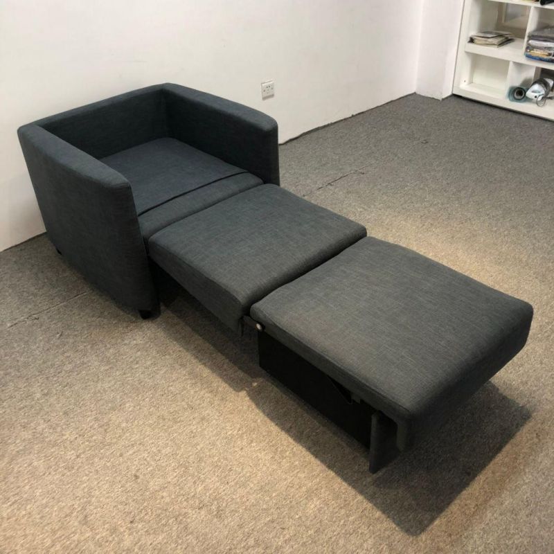 No. 9609 Grey Cotton Linen Single Sofa Folding with Storage Sofa Bed