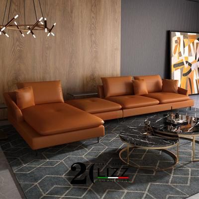 Promotion Fashion Modern Genuine Leather L Shape Corner Leisure Sofa Furniture Set