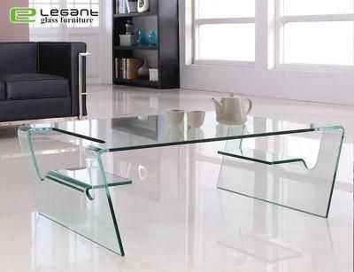 Clear Bent Glass Center Table with Two Side Door