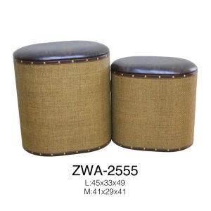 Washing Color Leather with Weave &Rivet -Home Storage Stool -Box Ottoman