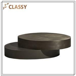 Black Round All Stainless Steel Coffee Table