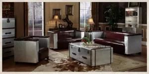 Aluminium and Leather Antique Loft Furniture Coffee Table Sofa