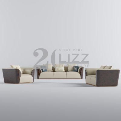 Factory Direct Sale Luxury Geniue Leather Couch Sofa Set for Living Room Home Wood Furniture