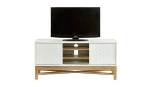 PVC Door Solid Wood Leg White Wood TV Stand Cabinet