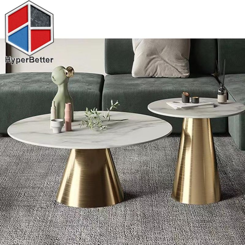 2PCS Set Nest Coffee Tables with Marble Top