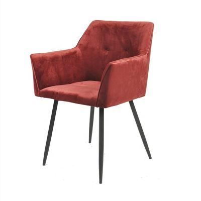 Living Room Upholstered Dining Chair for Living Room Velvet Restaurant with Strong Black Metal Legs