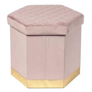 Knobby Light Color Foldable Storage Chair Ottoman Stool