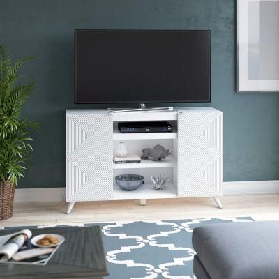 Living Room Furniture White 60 Inches Wooden TV Stand with 2 Door for Tvs