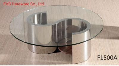 Modern Home Tempered Glass Coffee Table with Stainless Steel Base