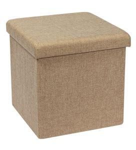 Knobby Modern Linen Fabric Folding Storage Stool Ottoman