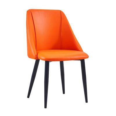 Hotel Furniture for Sale Sillas En Cuero Metal PU Seat Modern Orange Recliner Leather Chair Scandinavian Living Room Chair