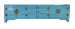 Antique Chinese Furniture Blue Lacquer TV Media Cabinet