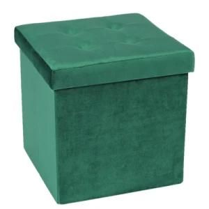 Knobby High Quality Square Folding Living Storage Furniture with Velvet Folding Stool Cube Ottoman