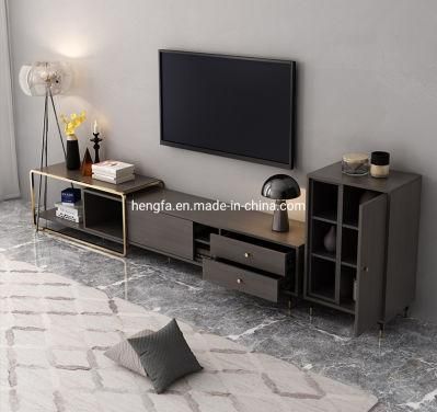 Contemporary Stylish Home Furniture Bedroom Solid Wood Stainless Steel Base TV Stand