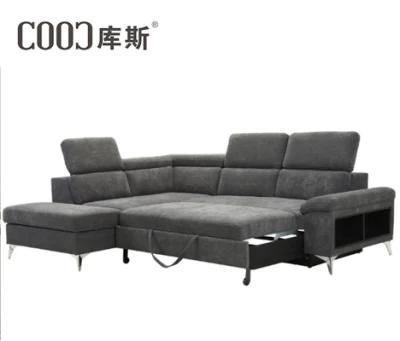 Modern Living Room Furniture Function Fabric Pull out Sofa Bed with Manual Recliner