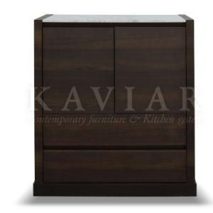 Modern Living Room Wood Veneer Storage Unit with Marble Top (SU120/SU121)