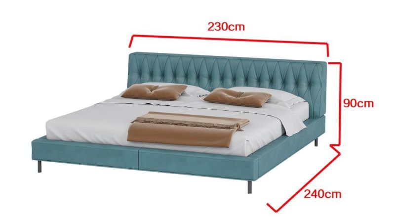 Luxury European Style High Class Geniue Leather Bed Set Furniture Bedroom Modern Home Wood Frame Bed