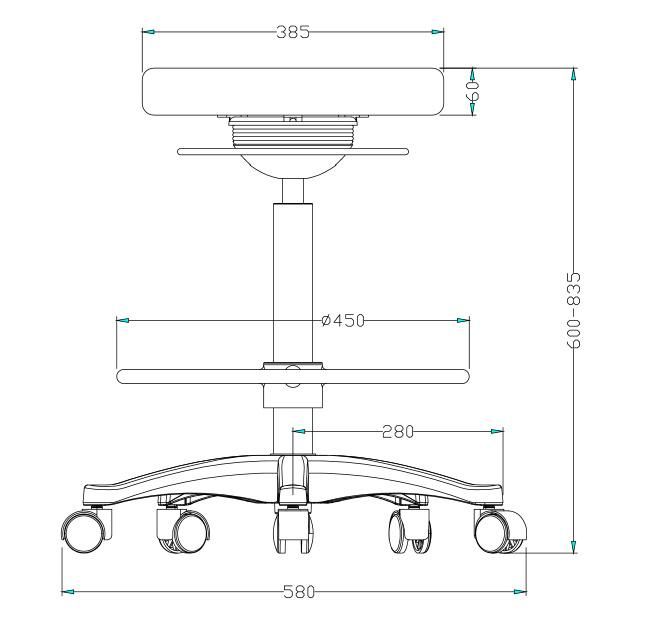 Height Adjustable Wobble Leaning Chair with Footrest