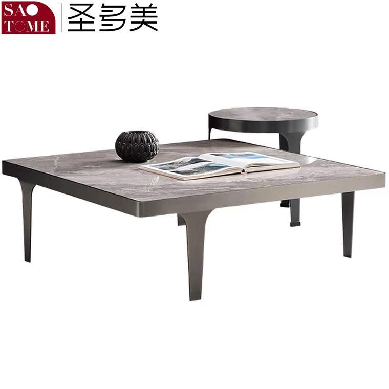 Modern Popular Living Room Furniture Two Sizes of Stainless Steel Gray Titanium Tea Table