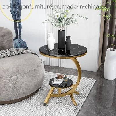 2021 Fashion New Design Steel Side Table with Marble Top