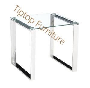 Tempering Glass Top Console Table Golden Stainless Steel Base Side Table